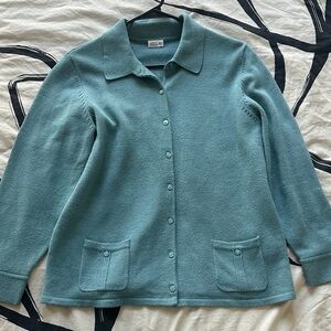 Teal vintage French Button-Up Cardigan